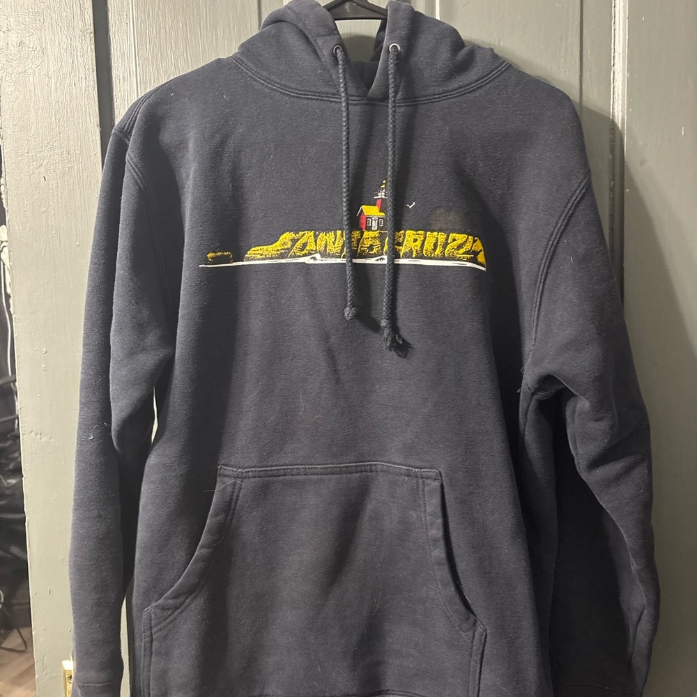 Santa Cruz Skateboards Navy Hoodie with Yellow Graphic